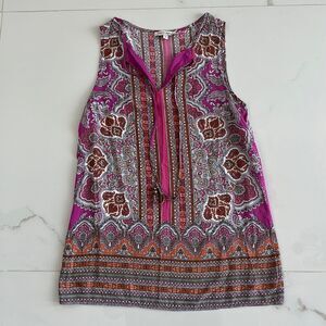 Rose Rhyme Women's Bohemian Print Sleeveless Tunic Sz XS